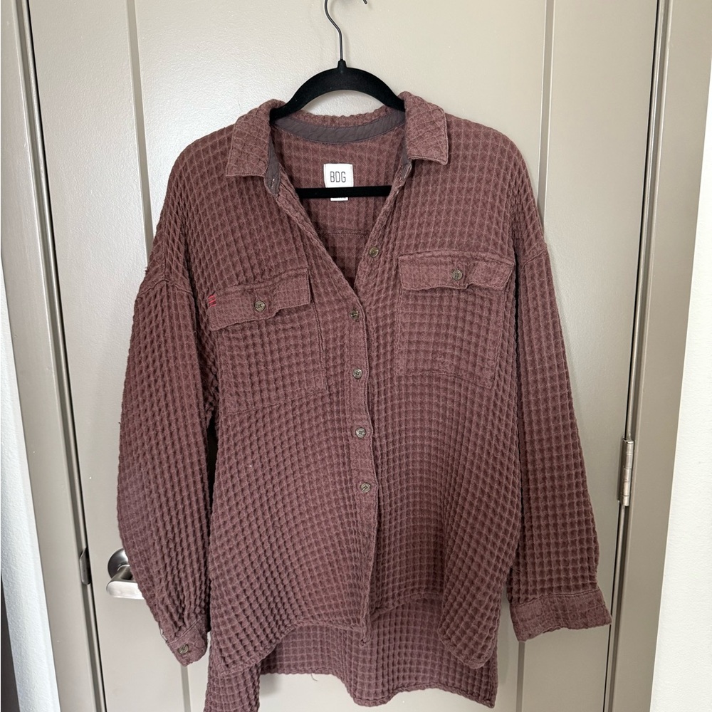 BDG Brown Oversized Boxy Button Down Shirt